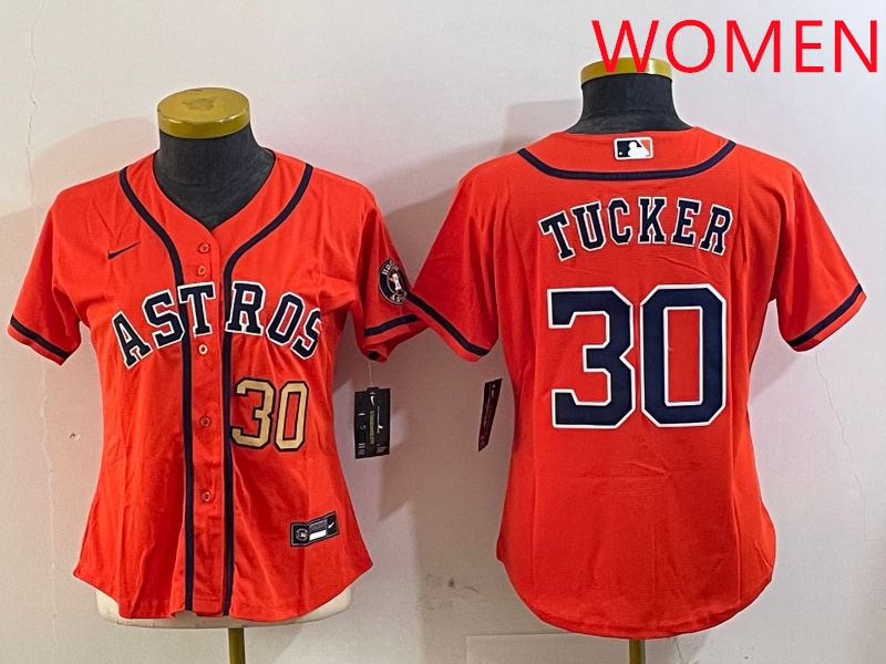 Women Houston Astros #30 Tucker Orange Game 2025 Nike MLB Jersey style 4->youth mlb jersey->Youth Jersey